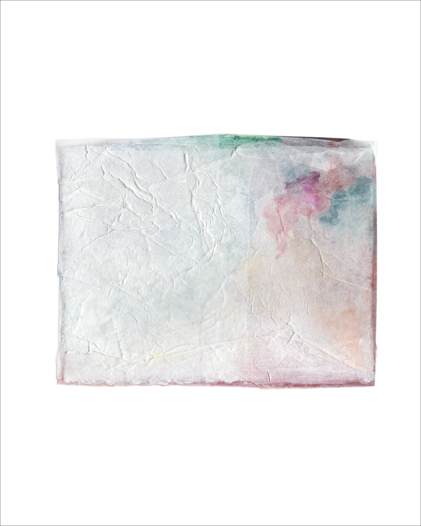 Paper Dream 5 - a soft abstract art print by Libby Saylor in pastel tones with layered textures of paper and watercolor paint.