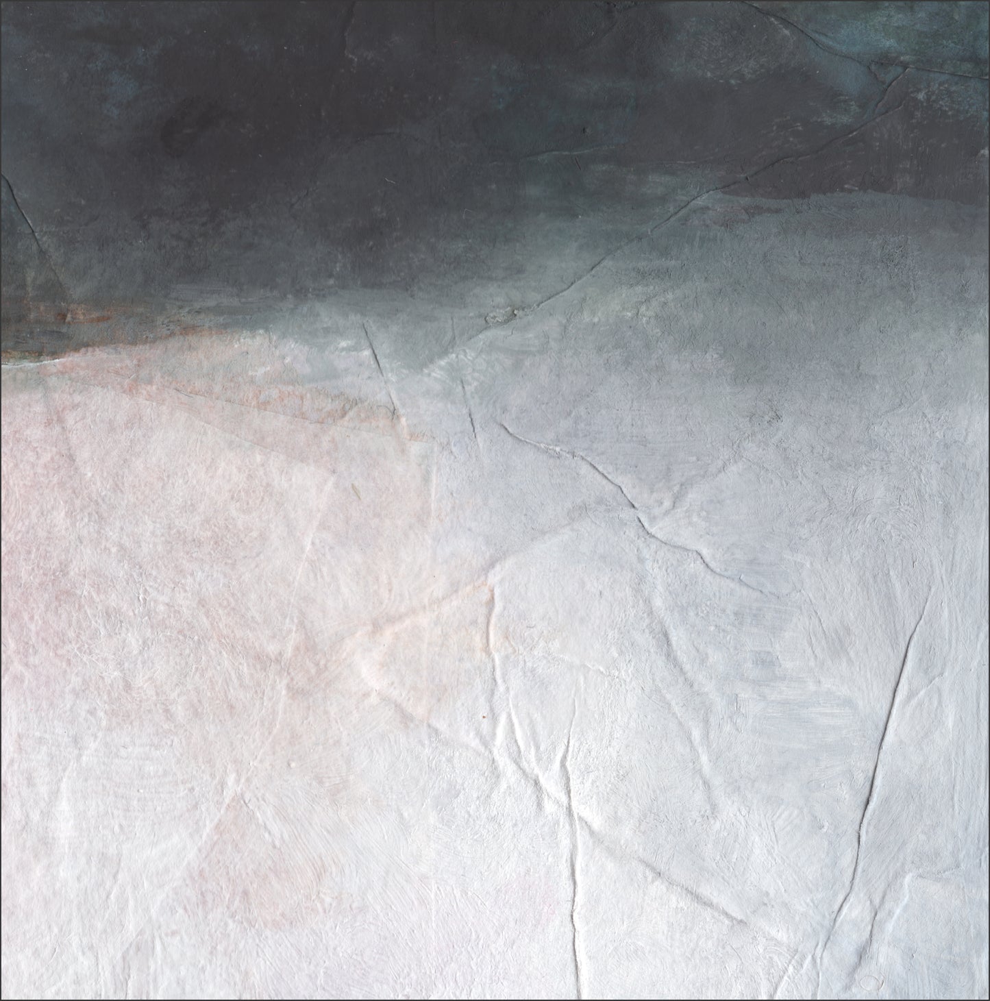 Paper Dream 6 - a soft abstract landscape art print by Libby Saylor in blue, black and white tones.