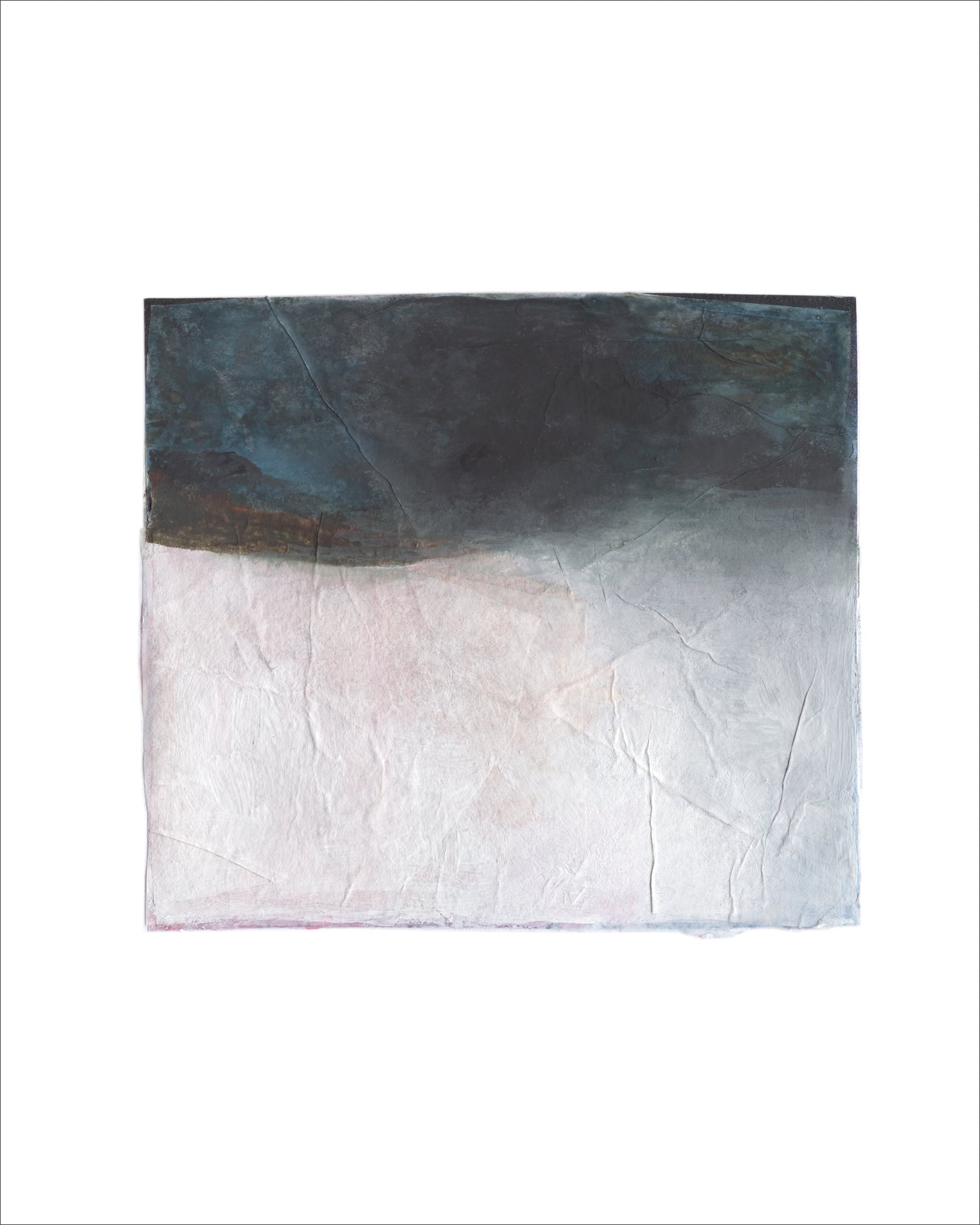 Paper Dream 6 - a soft abstract landscape art print by Libby Saylor in blue, black and white tones.