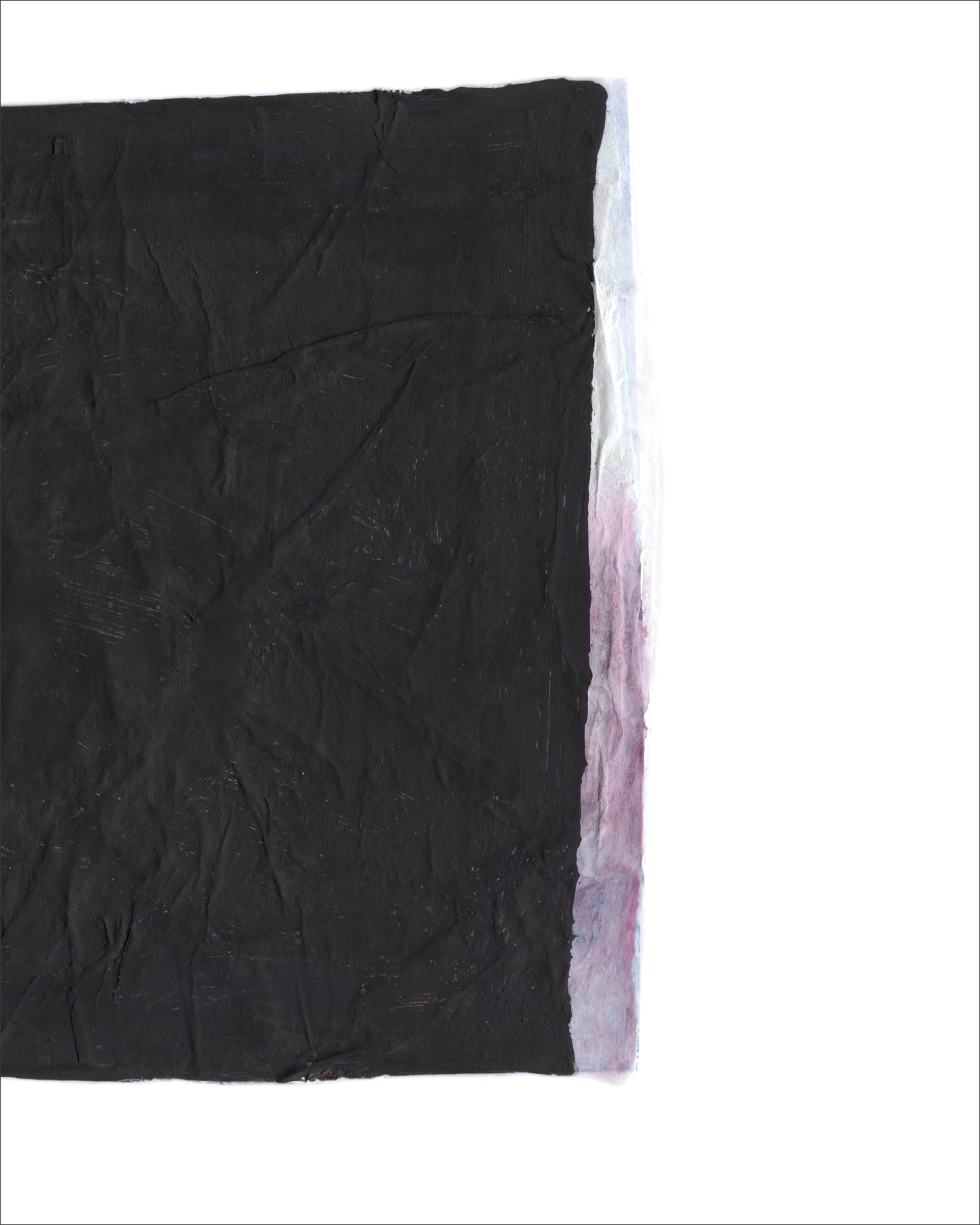 Paper Dream 7 - a bold and textural abstract art print by Libby Saylor featuring black as the prominent color with subtle hints of pastels around the edges, perfect for minimal interiors.
