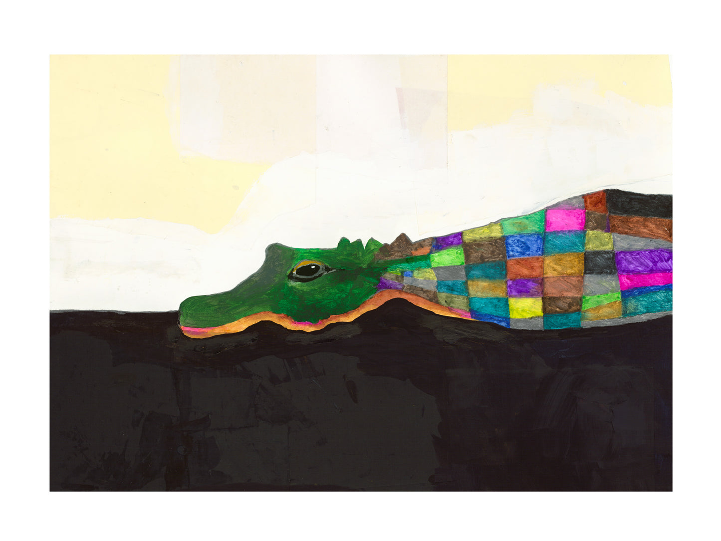 Alligator - Abstract Mixed Media Art Print