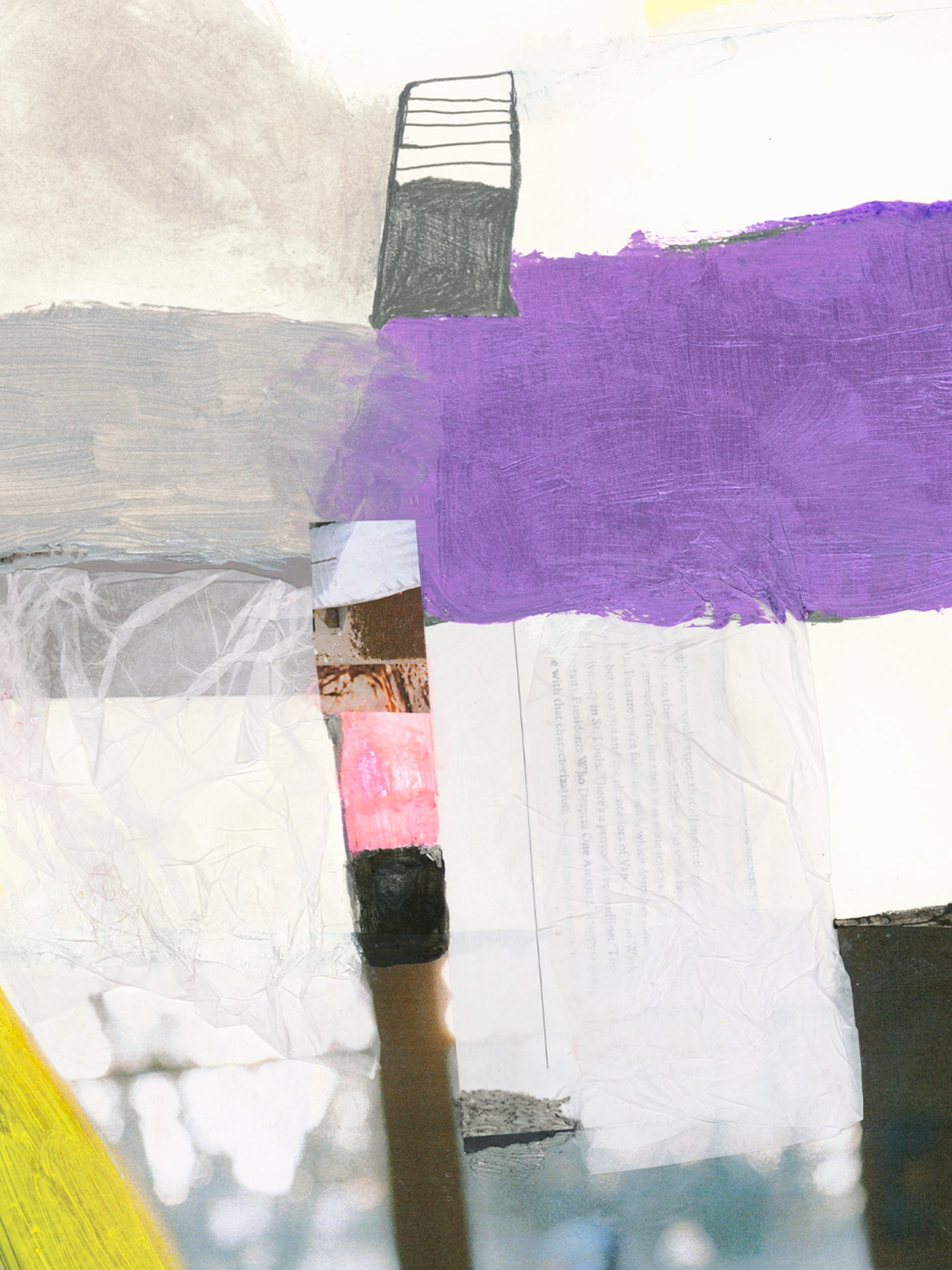 Detail of colorful mixed media collage showing layered texture and paint by Libby Saylor