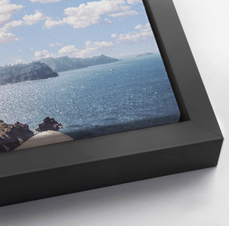 Black frame with wrapped canvas detail