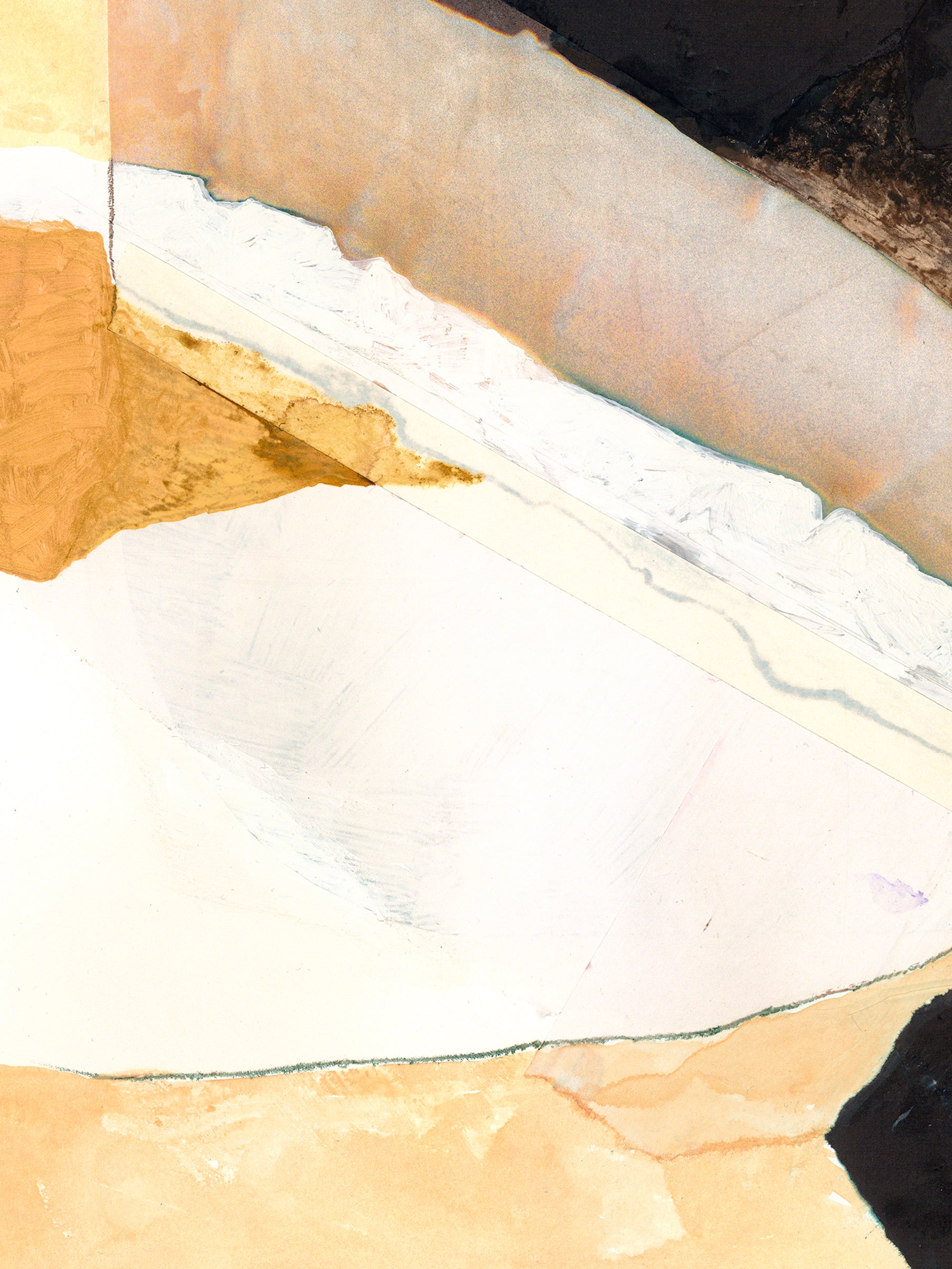 Abstract art with a mix of white, beige, and black colors