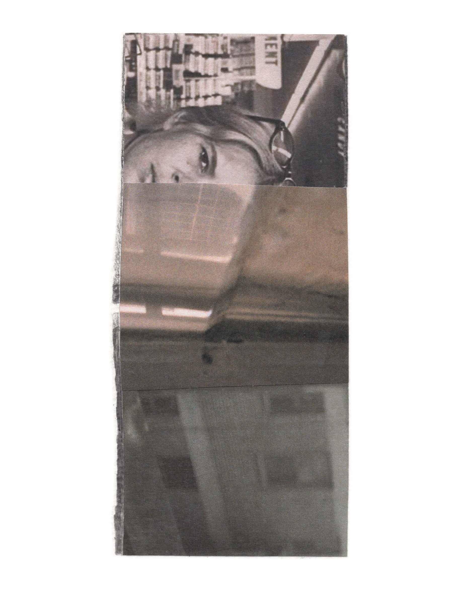 Abstract photo collage featuring a female figure in black and white with layered elements and soft grayscale tones.