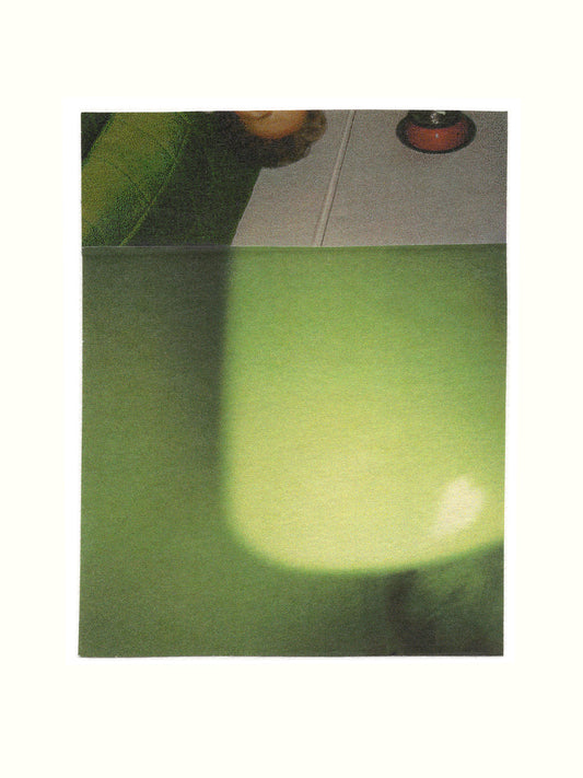 Green abstract mixed media photo collage art.