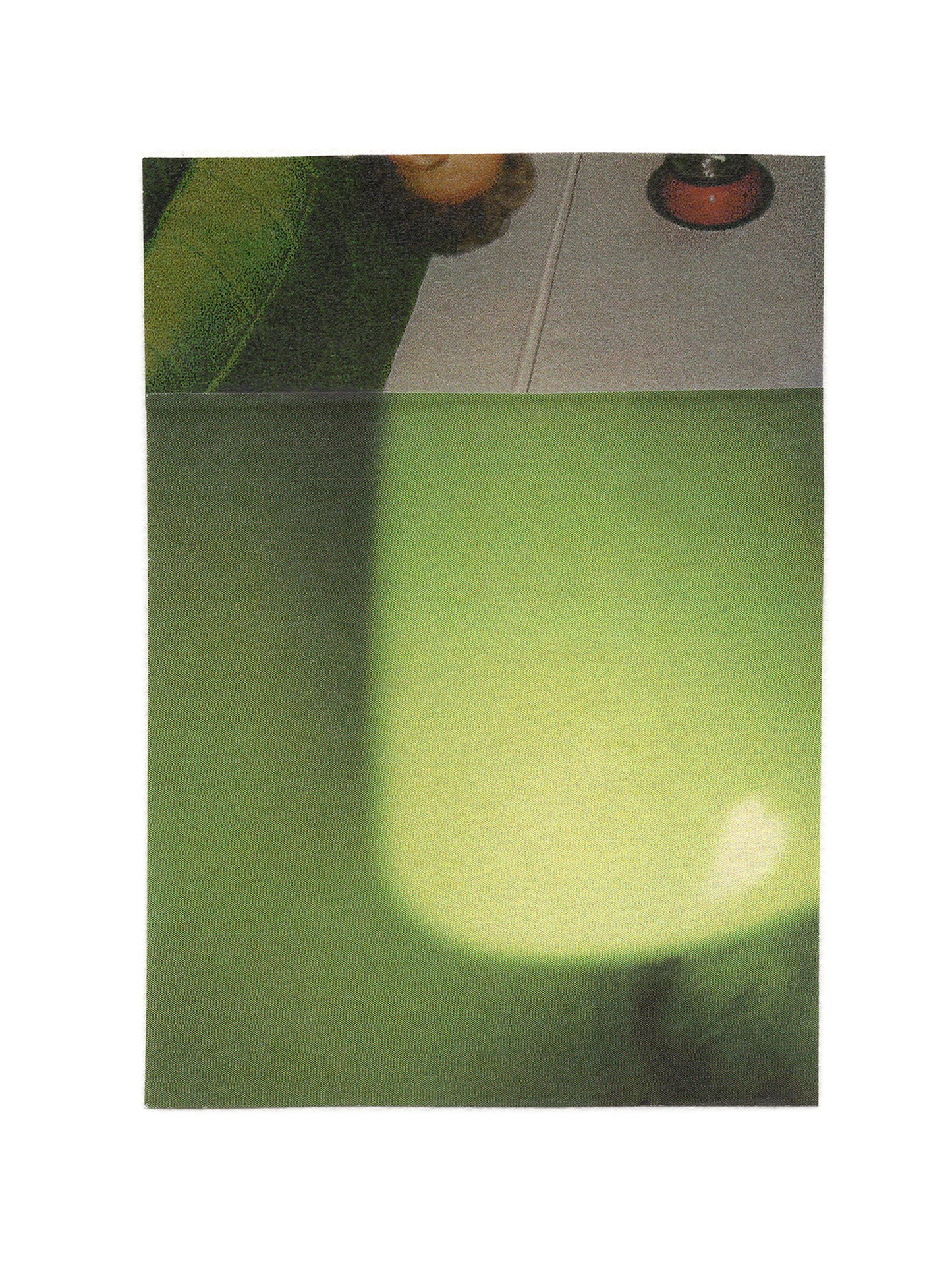 Green abstract mixed media photo collage art.