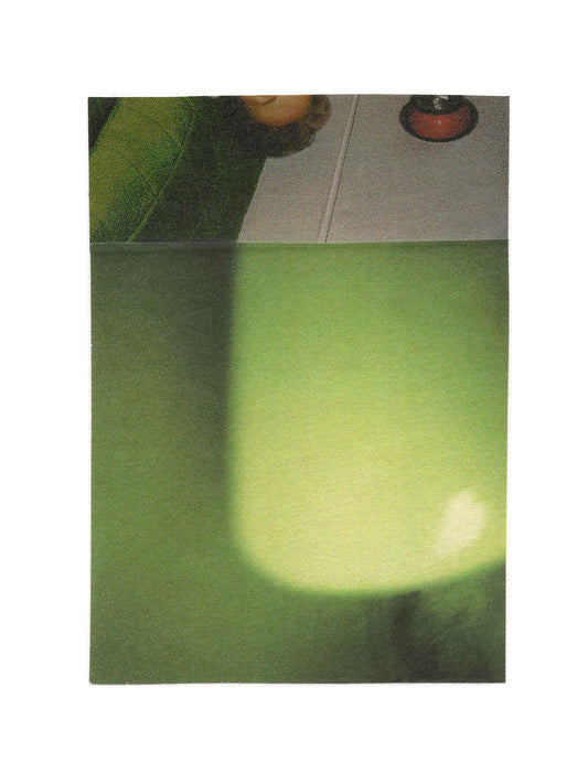 Green abstract mixed media photo collage art.