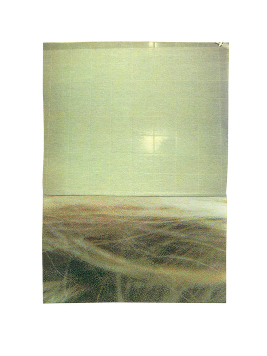Yellowish green abstract photographic collage art with textures.