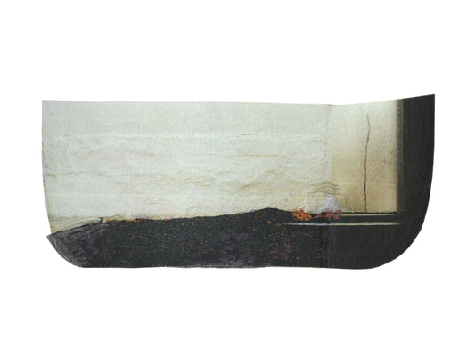 Abstract photo collage with charcoal black and earth tones.