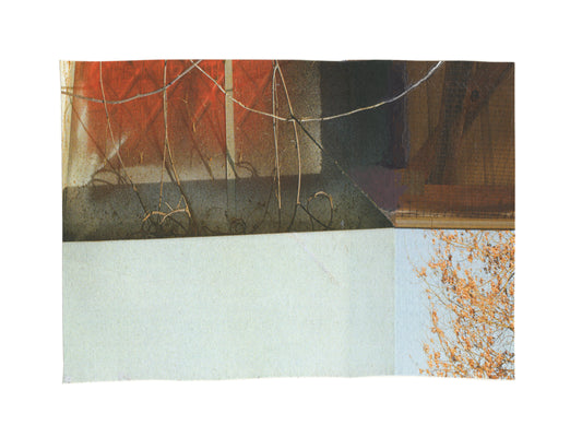 Photo collage with architectural elements and warm and cool tones.