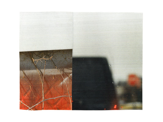 Red, black and white abstract photo collage.
