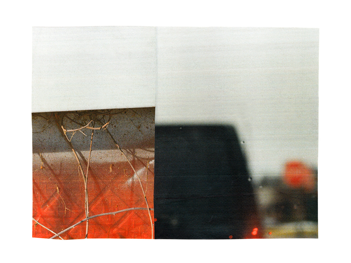 Red, black and white abstract photo collage.