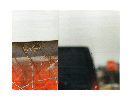 Red, black and white abstract photo collage.