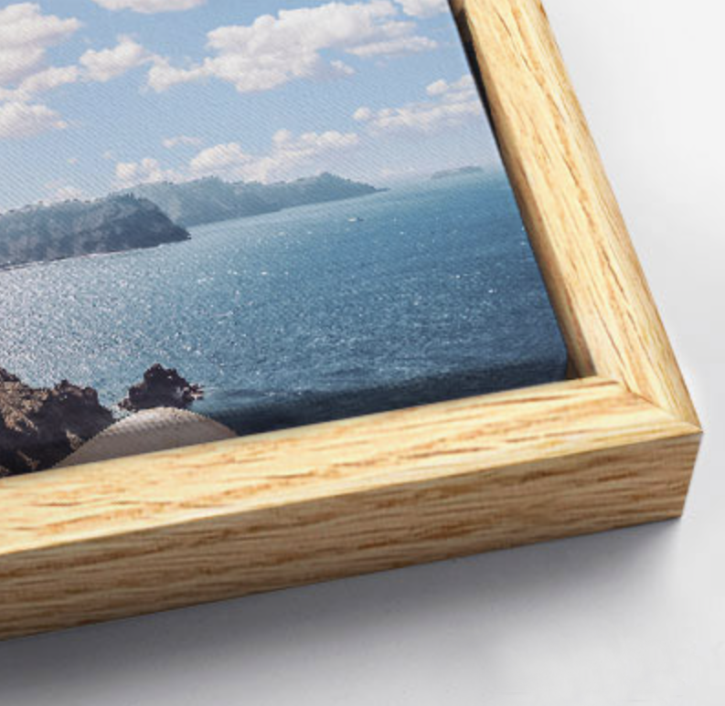 Oak frame with wrapped canvas detail