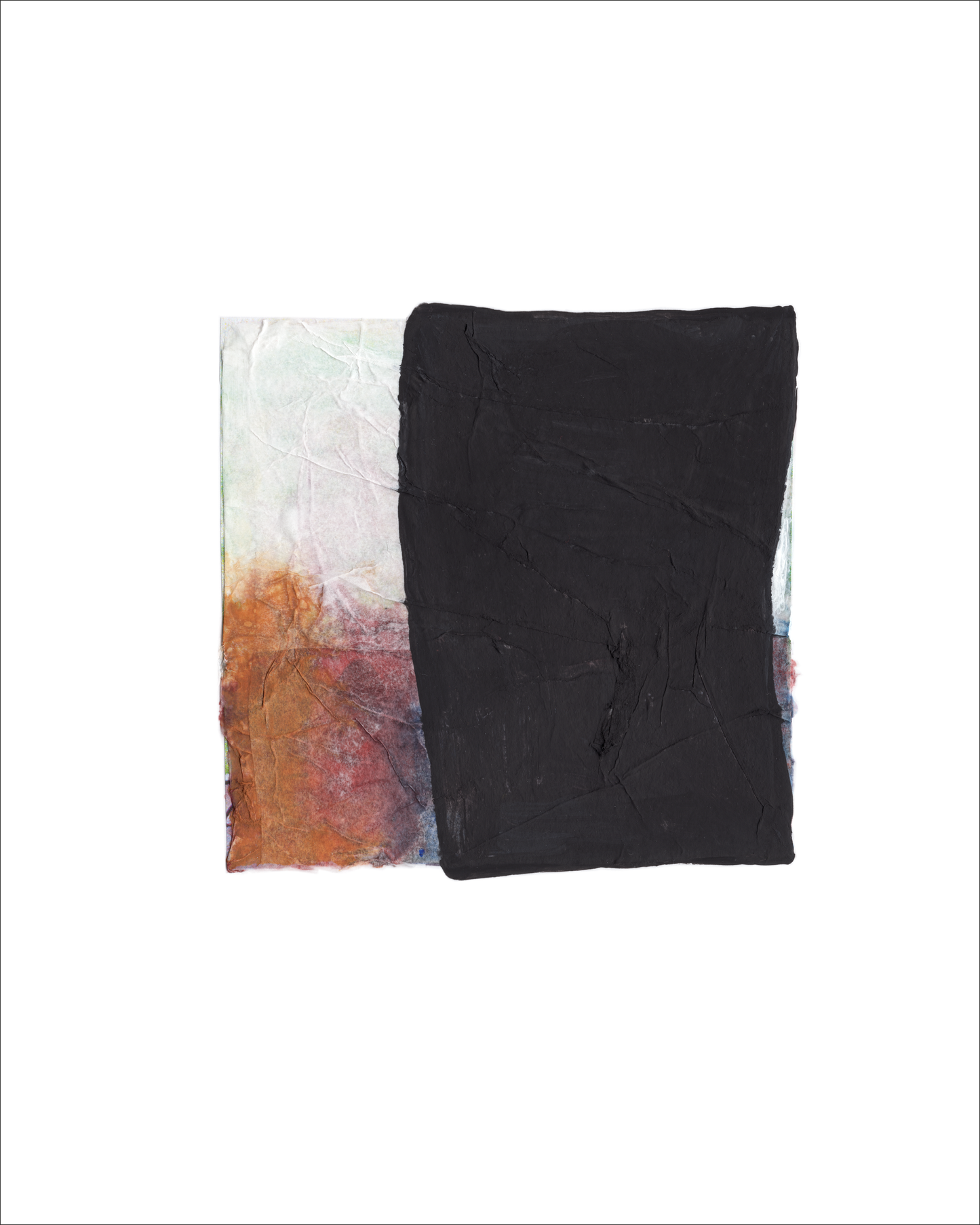 Paper Dream 9 - a bold and textural abstract art print by Libby Saylor featuring black as the prominent color with subtle hints of oranges, rusts, reds, and purples around the edges, perfect for minimal interiors.