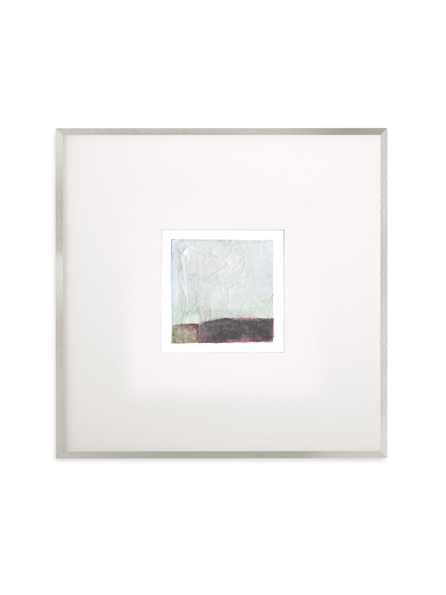 A square framed abstract art print with a wide white mat and a thin light gray frame, shown against a plain white background.