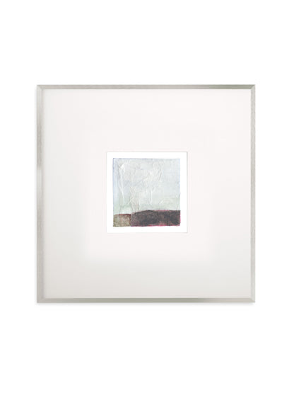 A square framed abstract art print with a wide white mat and a thin light gray frame, shown against a plain white background.