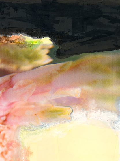 Abstract art with soft pastel pink, green, and black