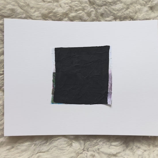 Paper Dream 7 - a bold and textural abstract art print by Libby Saylor featuring black as the prominent color with subtle hints of pastels around the edges, perfect for minimal interiors.
