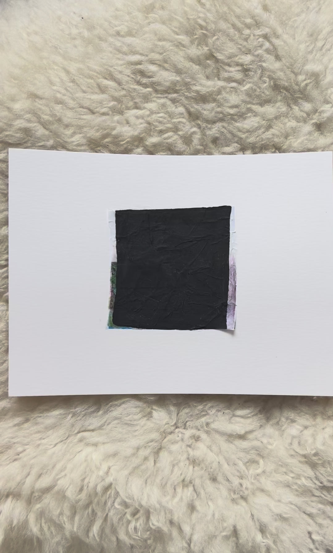 Paper Dream 7 - a bold and textural abstract art print by Libby Saylor featuring black as the prominent color with subtle hints of pastels around the edges, perfect for minimal interiors.