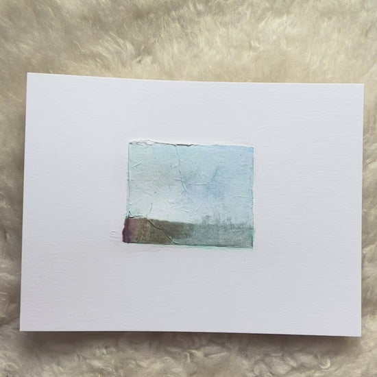 Paper Dream 1 - a soft abstract landscape original art by Libby Saylor in muted tones. Small work on paper sized at 8" x 6"