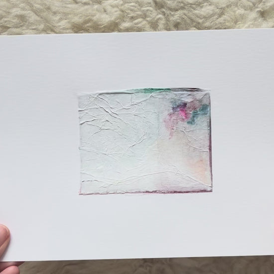 Paper Dream 5 - a soft abstract art print by Libby Saylor in pastel tones with layered textures of paper and watercolor paint.