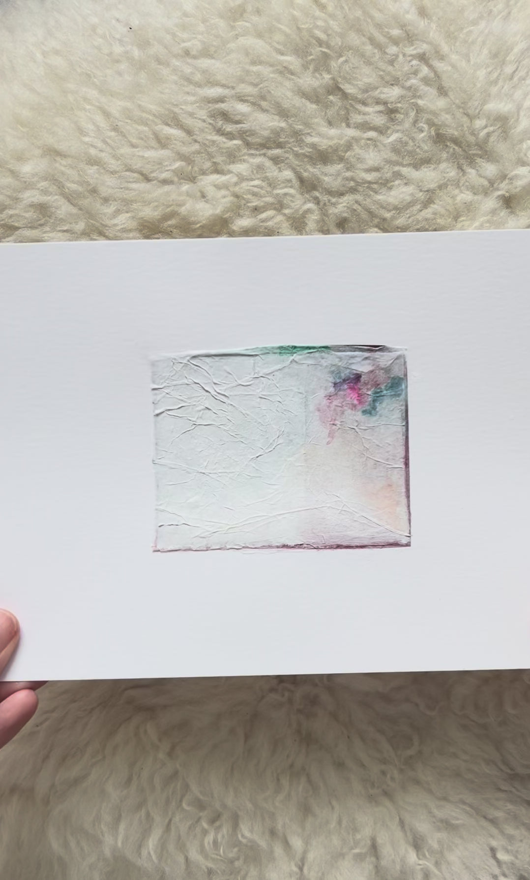 Paper Dream 5 - a soft abstract art print by Libby Saylor in pastel tones with layered textures of paper and watercolor paint.