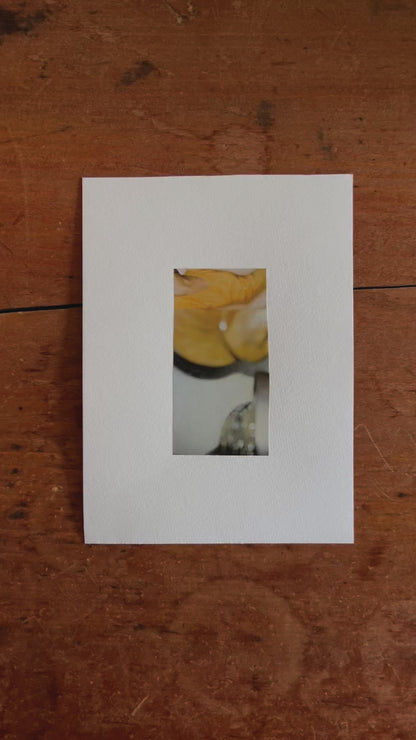 Abstract vertical collage in gold, yellow, and green tones with soft, dreamy textures and layered photography.