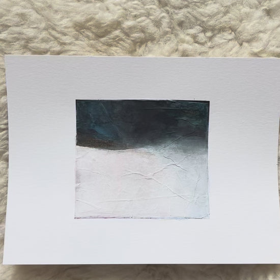 Paper Dream 6 - a soft abstract landscape art print by Libby Saylor in blue, black and white tones.