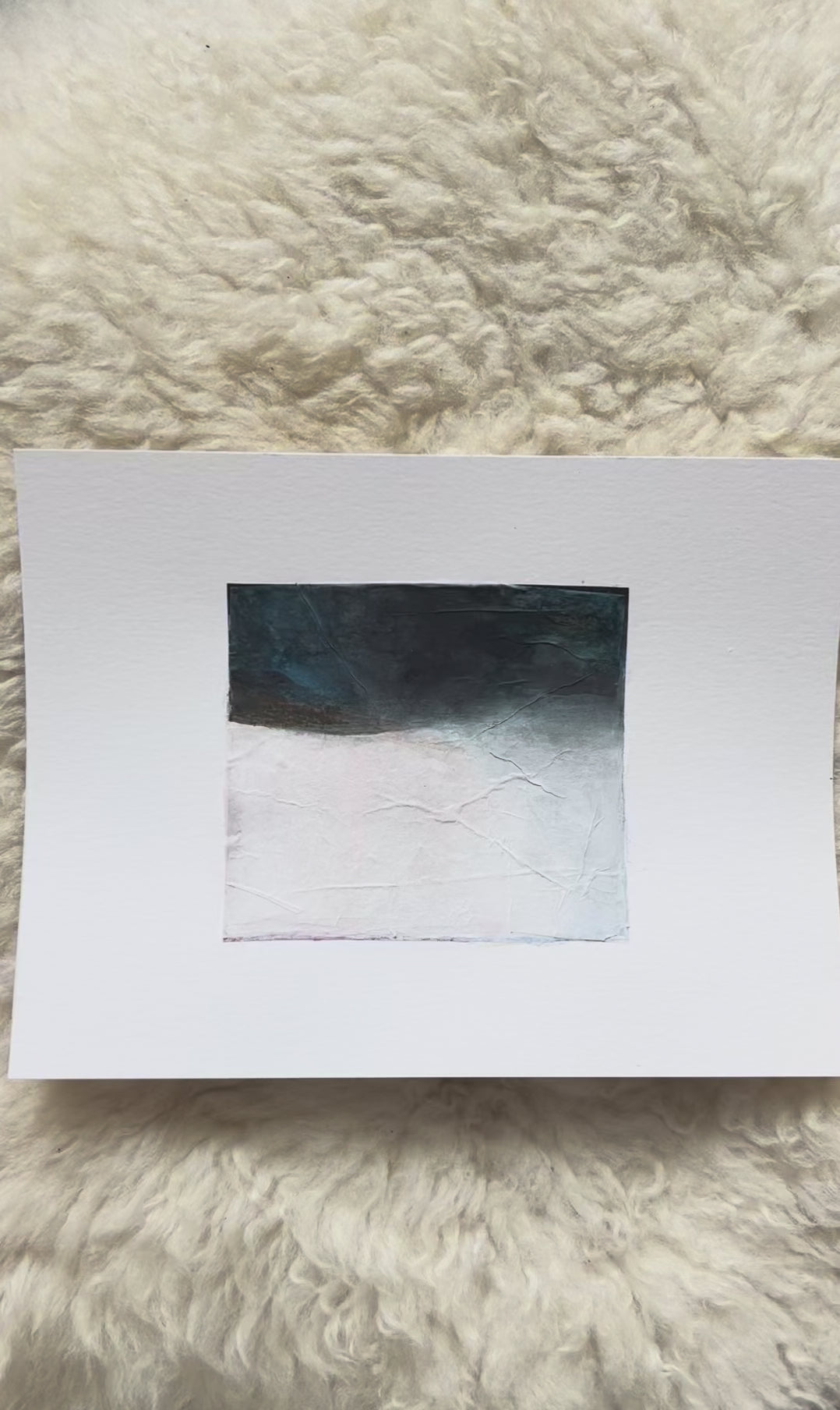Paper Dream 6 - a soft abstract landscape art print by Libby Saylor in blue, black and white tones.